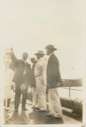 Image of Bob Bartlett pointing up at rigging to President Roosevelt